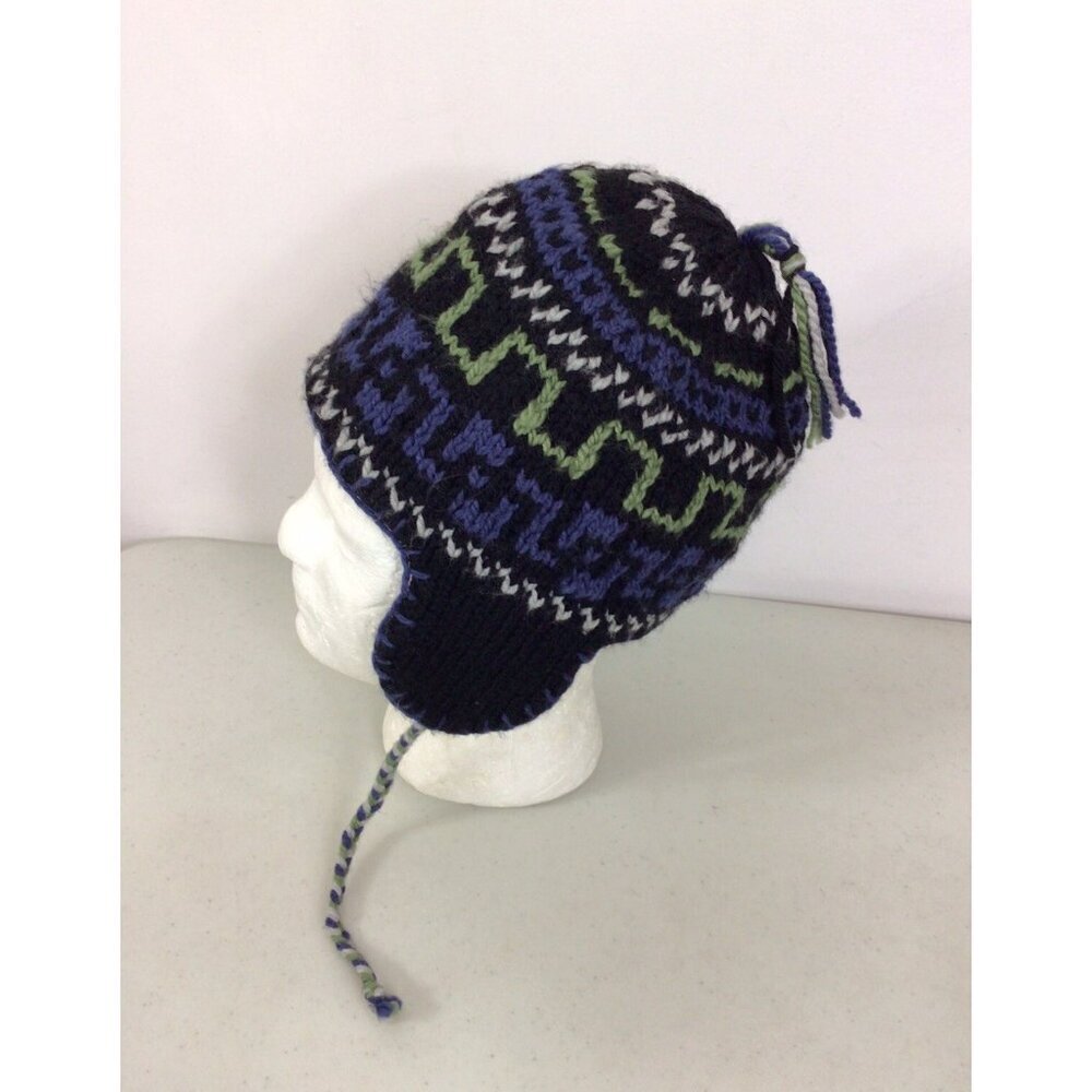 Aztec Wool Hat Beanie Mens Medium